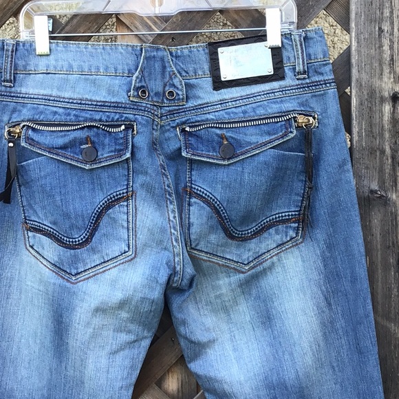 Emporio Armani jeans w/ leather & zip accents - Picture 7 of 16